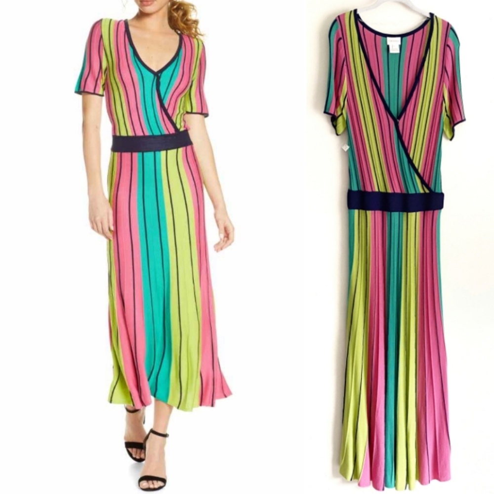 Foxiedox Fern Stripe maxi dress large sweater